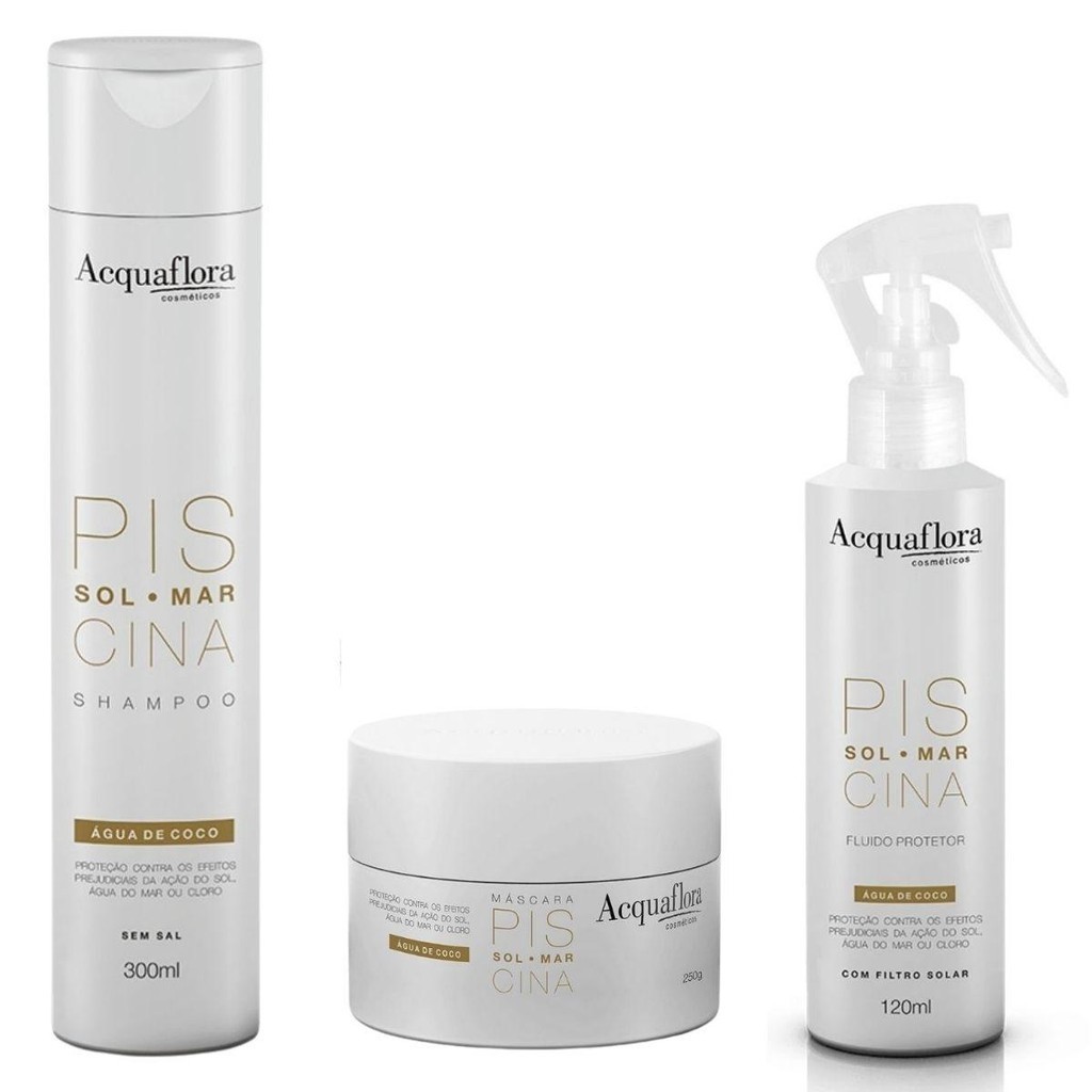 Shampoo + Mascara + Fluido Protetor Sol Mar Piscina Acquaflora