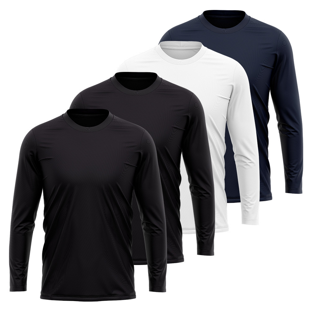 Kit 4 Camisetas Manga Longa Masculina Dry Proteção UV Básica Lisa Academia Treino Fitness