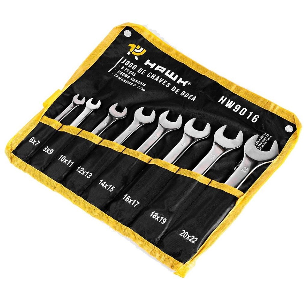 Jogo Chave De Boca Fixa Kit 8un Aço Profissional Hw9016 em Oferta na Shopee
