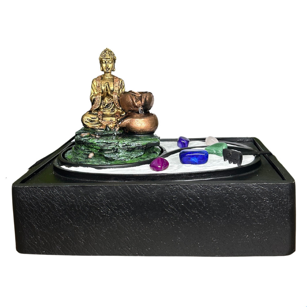 Imagem Fonte de Água Decorativa Buda Hindu 2 em 1 Jardim Zen Meditação
