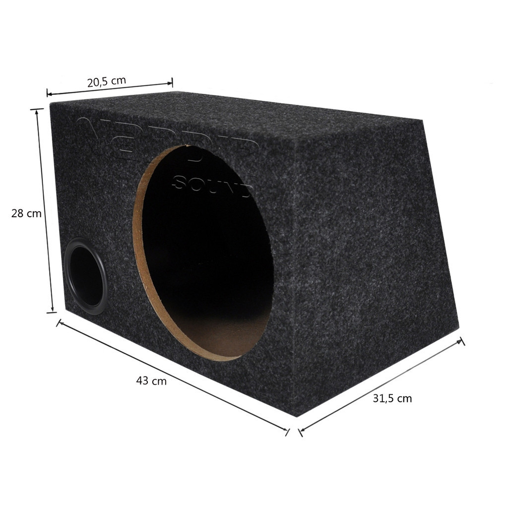 CAIXA TRAPEZOIDAL 10 POL. MDF 15MM SUBWOOFER DUTO 3 POL. (A 28 X L 43 X PS 20,5 X PI 31,5)