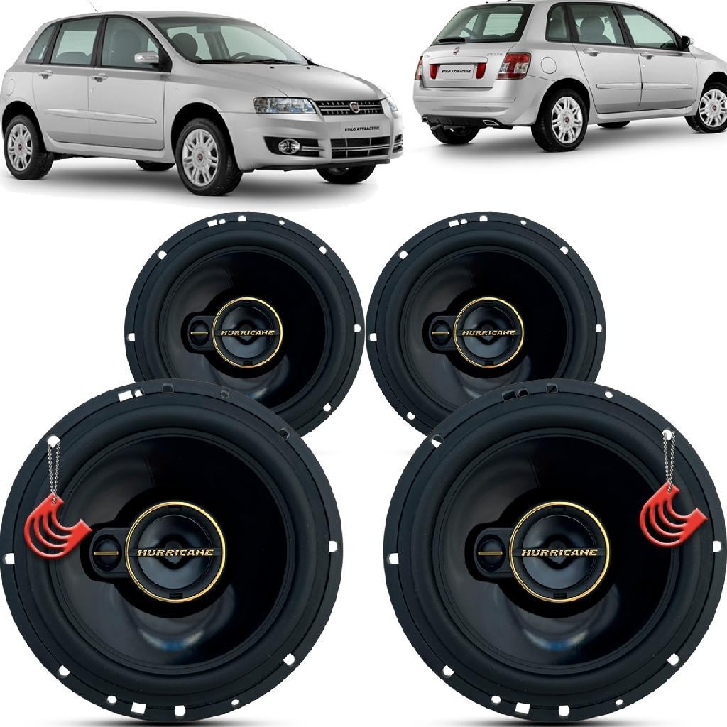 Kit Alto Falantes Dianteiros e Traseiros Fiat Stilo 2002 até 2012 - Hurricane Aurum 480w