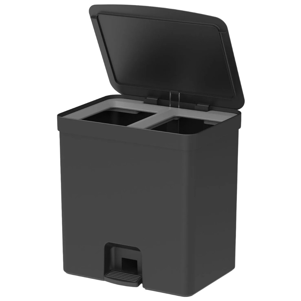 Lixeira Dupla Para Cozinha Banheiro Escritório Esconde Saco Com Pedal Linha Trium Preta 20 Litros OU em Oferta na Shopee