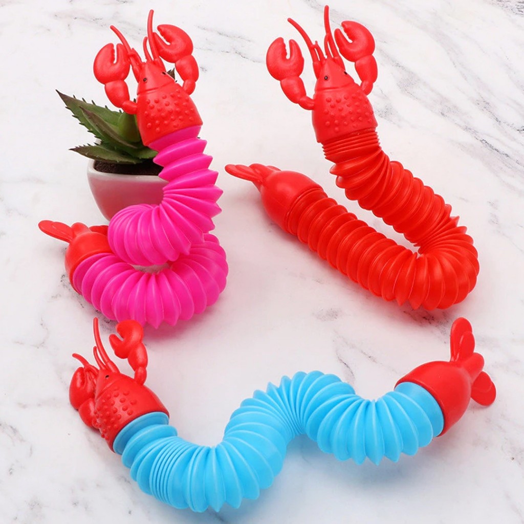 Lagosta Pop Tubos c/ Led Brinquedo Fidget Brinquedos Sensoriais Crianças Brinquedo de Apertar Para aliviar o stresse