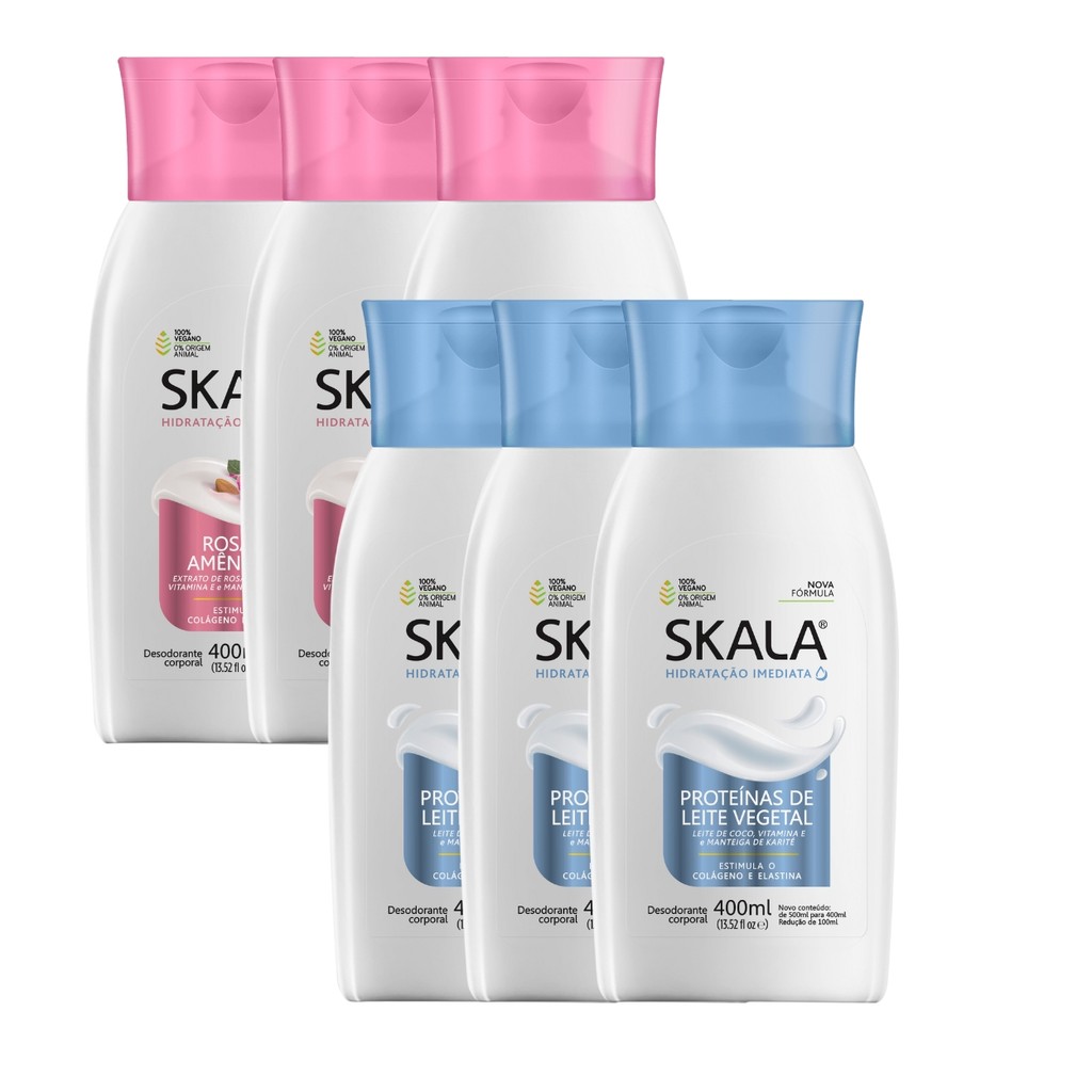Kit 3 Creme Corporal Rosas Amêndoas E 3 Proteína Leite Skala em Oferta na Shopee