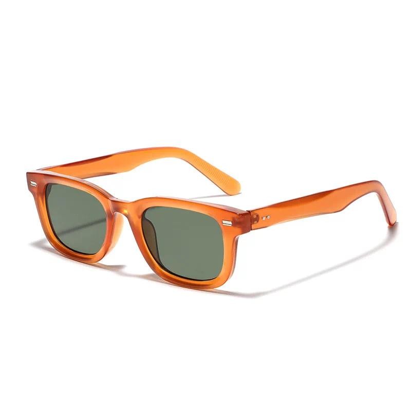 Retro Pequeno Quadrado Óculos De Sol Feminino Masculino Rebites Laranja Tons Moda De Luxo UV400 em Oferta na Shopee