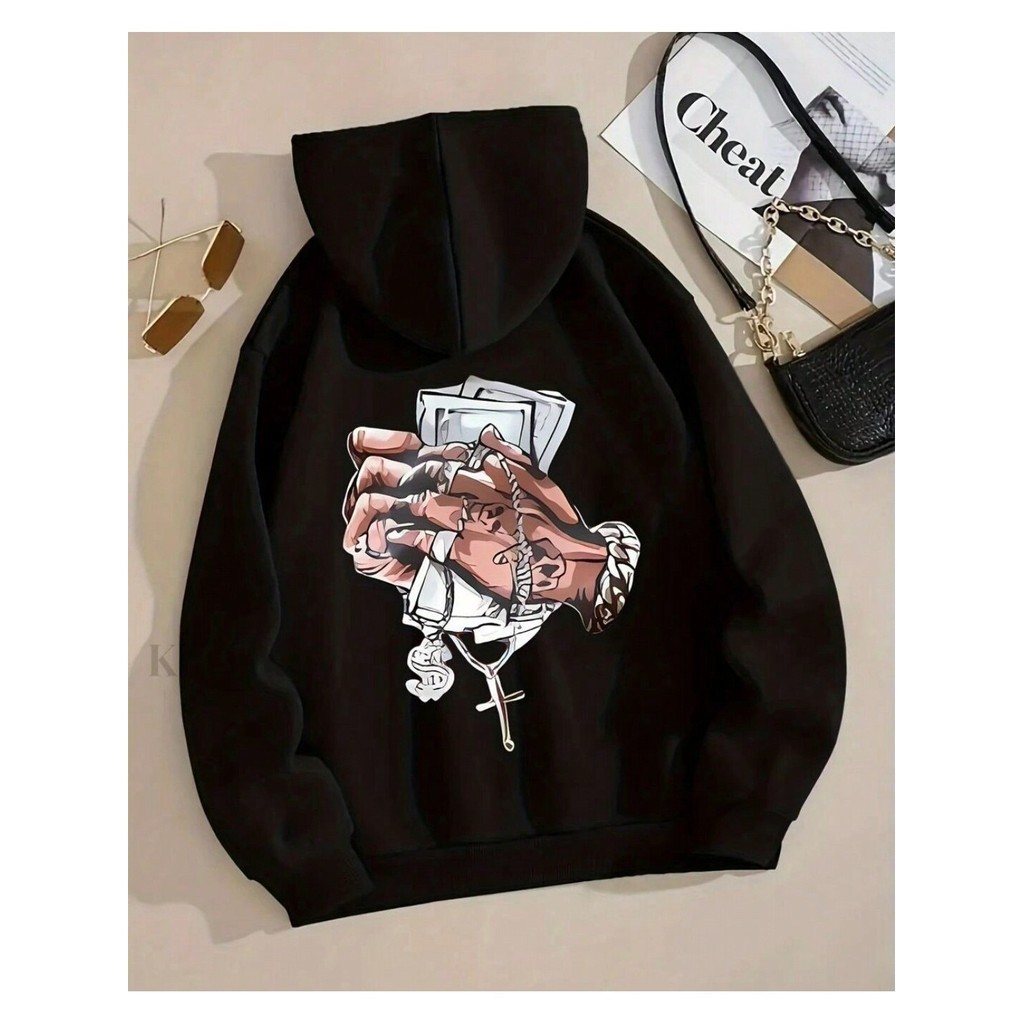 Moletom com Capuz Canguru Algodão Flanelado Estampado Estilo Gangster  Super Promoção Street em Oferta na Shopee