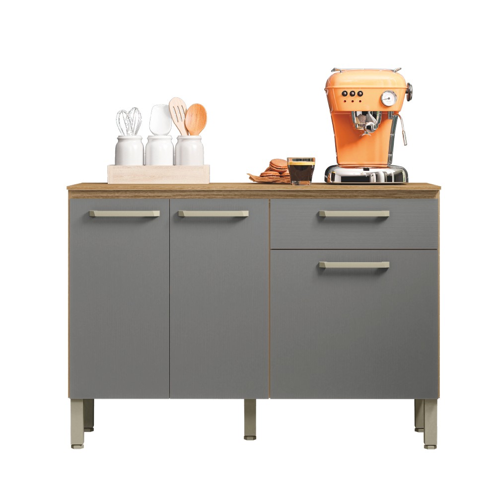 Balcão de Cozinha 3 Portas e 1 Gavetas com Tampo 1,20m Versalhes Kit's Paraná em Oferta na Shopee