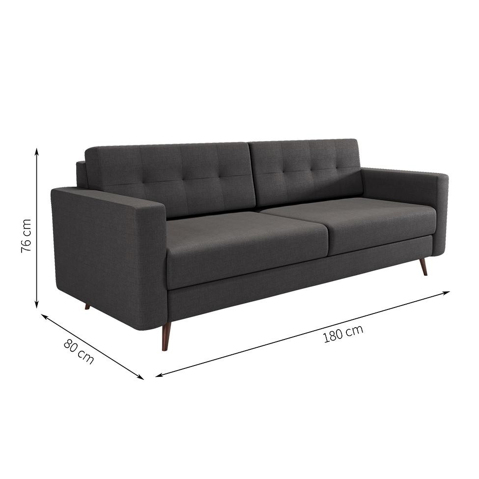Sofá 3 Lugares Pé Palito Living Linho Cotton Grafite 180 cm — imagem 2 de 2