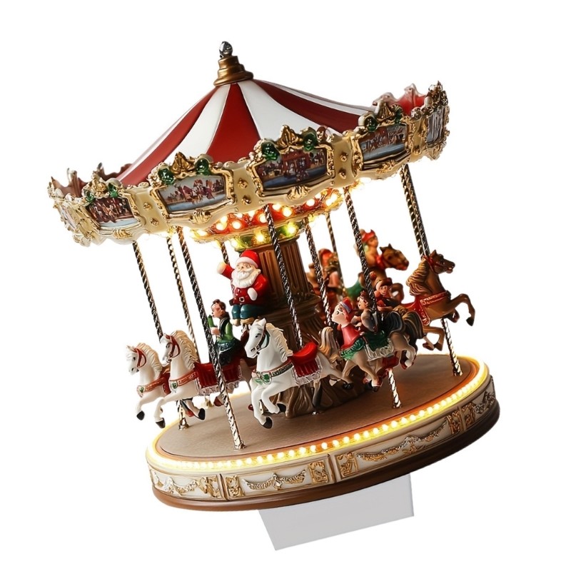 Yys Festives 2d Flat Christmas Carrossels Ornamento de Mesa Acrílico Melhora o Charme do Feriado Decoração de Escritório