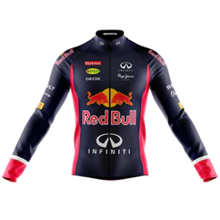 Camisa Para Ciclismo Masculina Manga Longa Red Bull Ziper Total Geladinho Proteção UV+