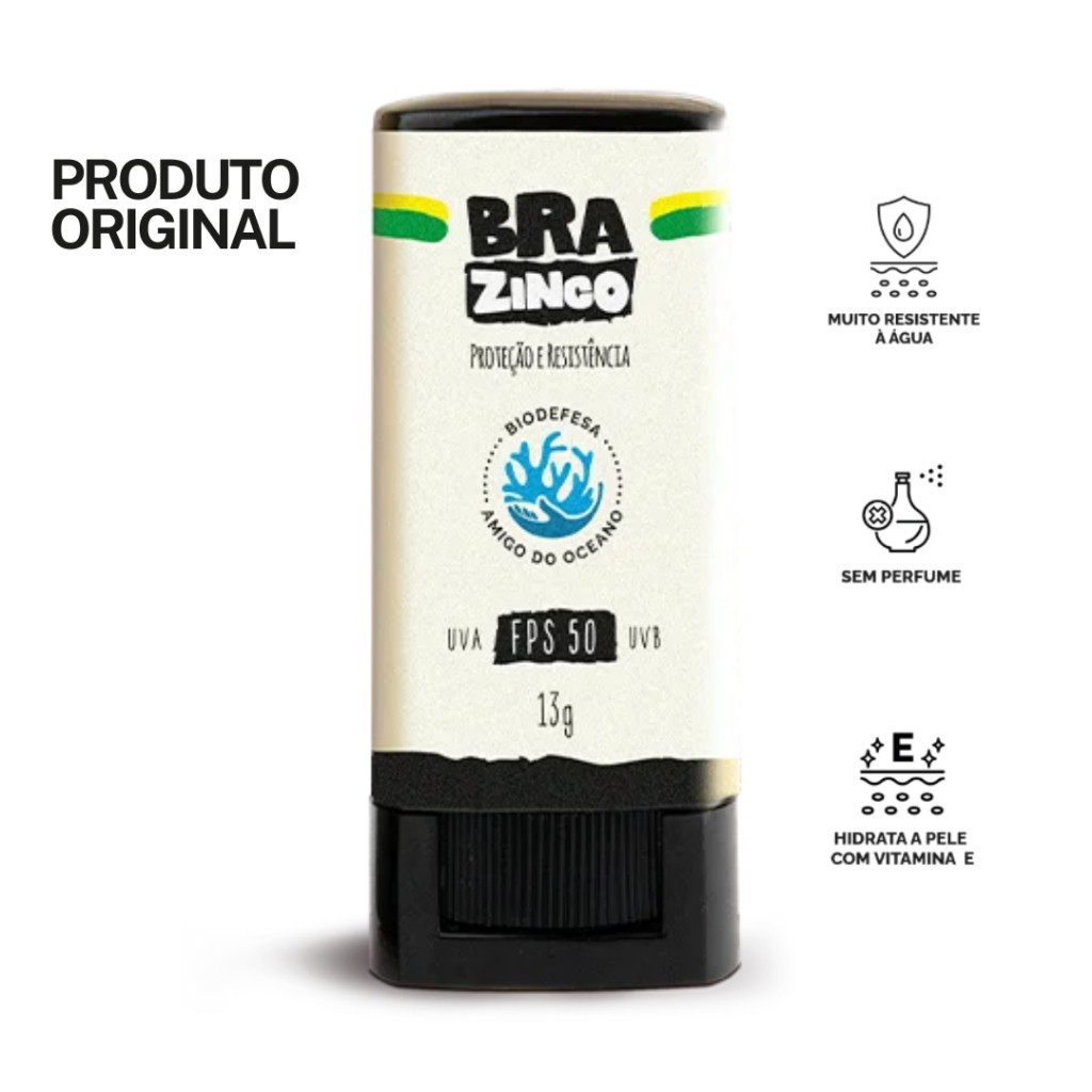 Brazinco Protetor Solar Incolor Stick 50 FPS UVA/UVB-Resistente À Água