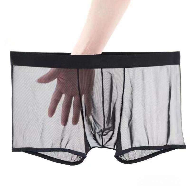 Ultra-Fino Lingerie Masculina De Malha sexy Sólida Cor Transparente Cueca boxer Respirável em Oferta na Shopee