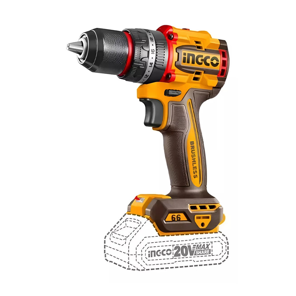 INGCO PARAFUSADEIRA E FURADEIRA BL COM IMPACTO 1/2POL A BATERIA 20V