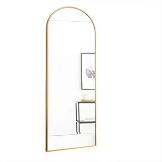 Espelho Oval Chão Suporte Corpo Inteiro Dourado 100x30c Luxo