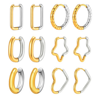 Vnox Gold & Silver Hooop Earrings for Women Girl , Coleção Huggie De Aço Inoxidável Acessórios De Jóias Hipoalergênicas