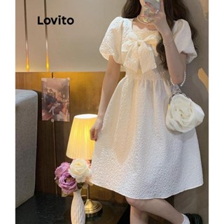 Lovito Vestido Casual Com Laço Liso Para Mulheres LNA45240