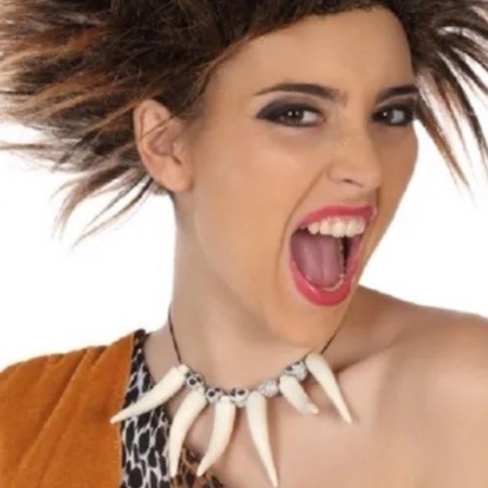 Colar Dentes Ossos Plásticos Homem E Mulher Das Cavernas - Halloween - Festa - Fantasia MT