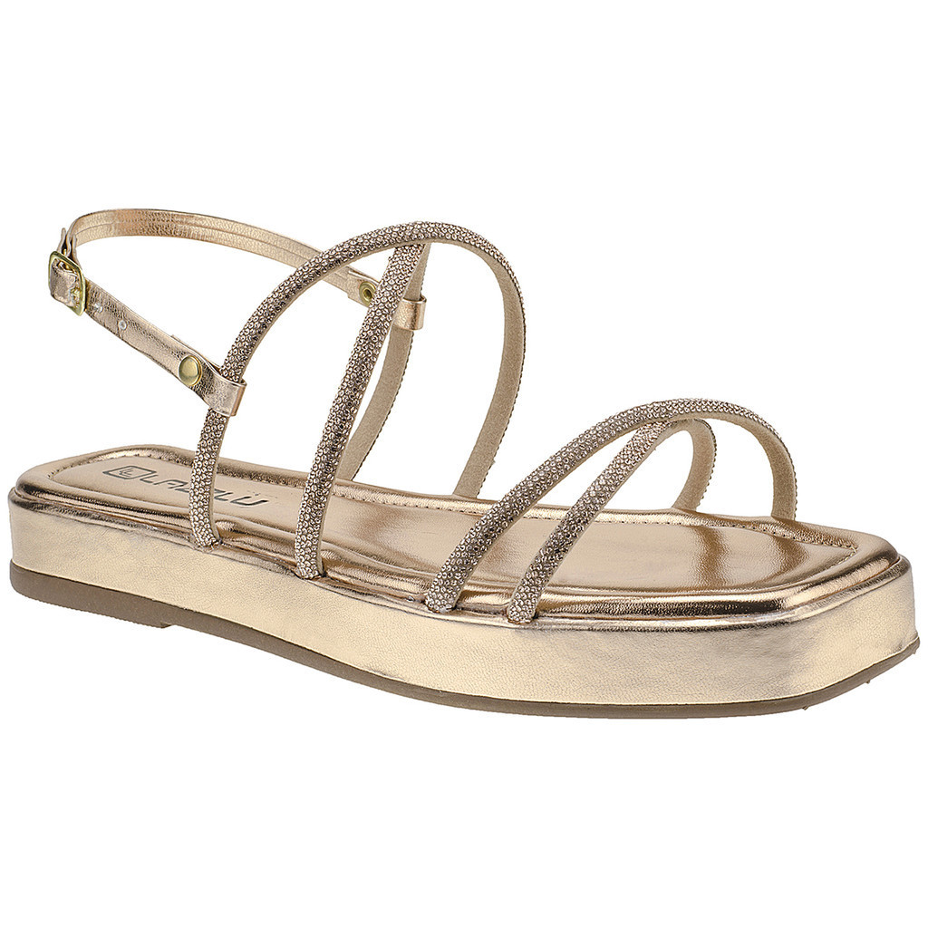 Sandália Papete Feminina Flatform Strass Brilho Rasteira - Women Shoes