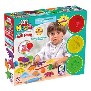 Brinquedo Massinha Massa de Modelar Atóxica Tutti Frutti Molde Animais Parque Dinossauros Cotiplas em Oferta na Shopee