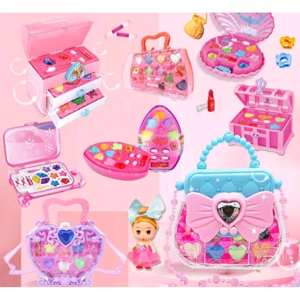 Brinquedos de maquiagem /Kits de Maquiagem Infantil /Conjunto De Mala Paleta Millk shake sorverte  bolsa
