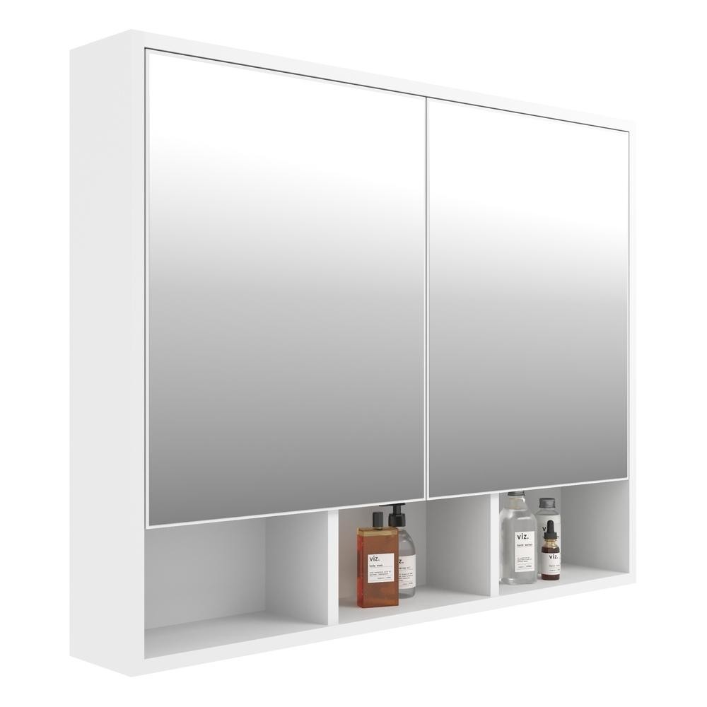 Espelheira para Banheiro 2 Portas 80cm Multimóveis CR10076 Branca - Home & Living