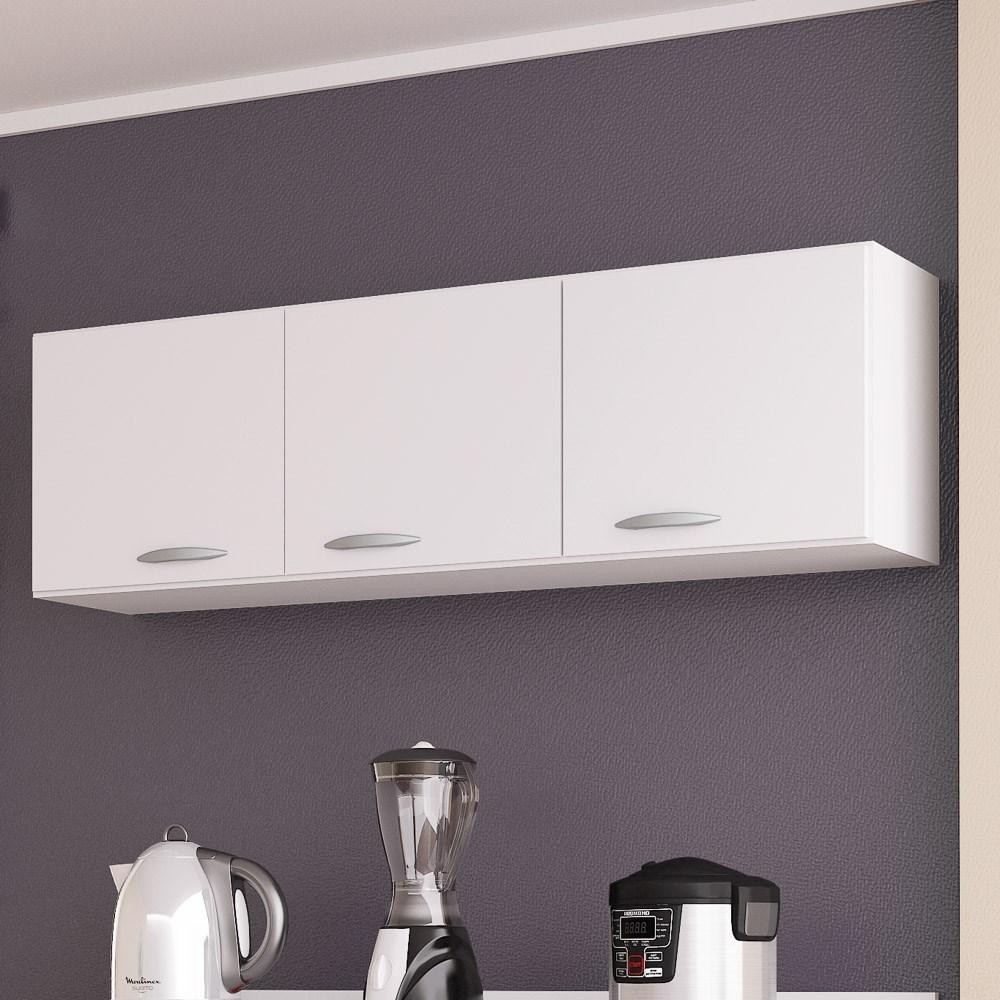 Armário de Cozinha Aéreo 120cm 3 Portas Classic Branco - Poquema em Oferta na Shopee