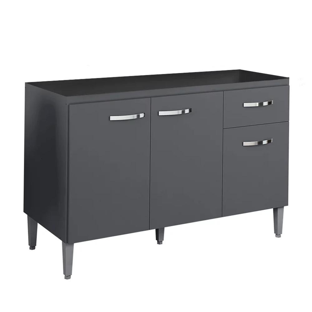 Balcão de Cozinha Gabinete de Pia Sem Tampo 120cm 3 Portas e 1 Gav Gabriela Cinza - AJL - Home & Living