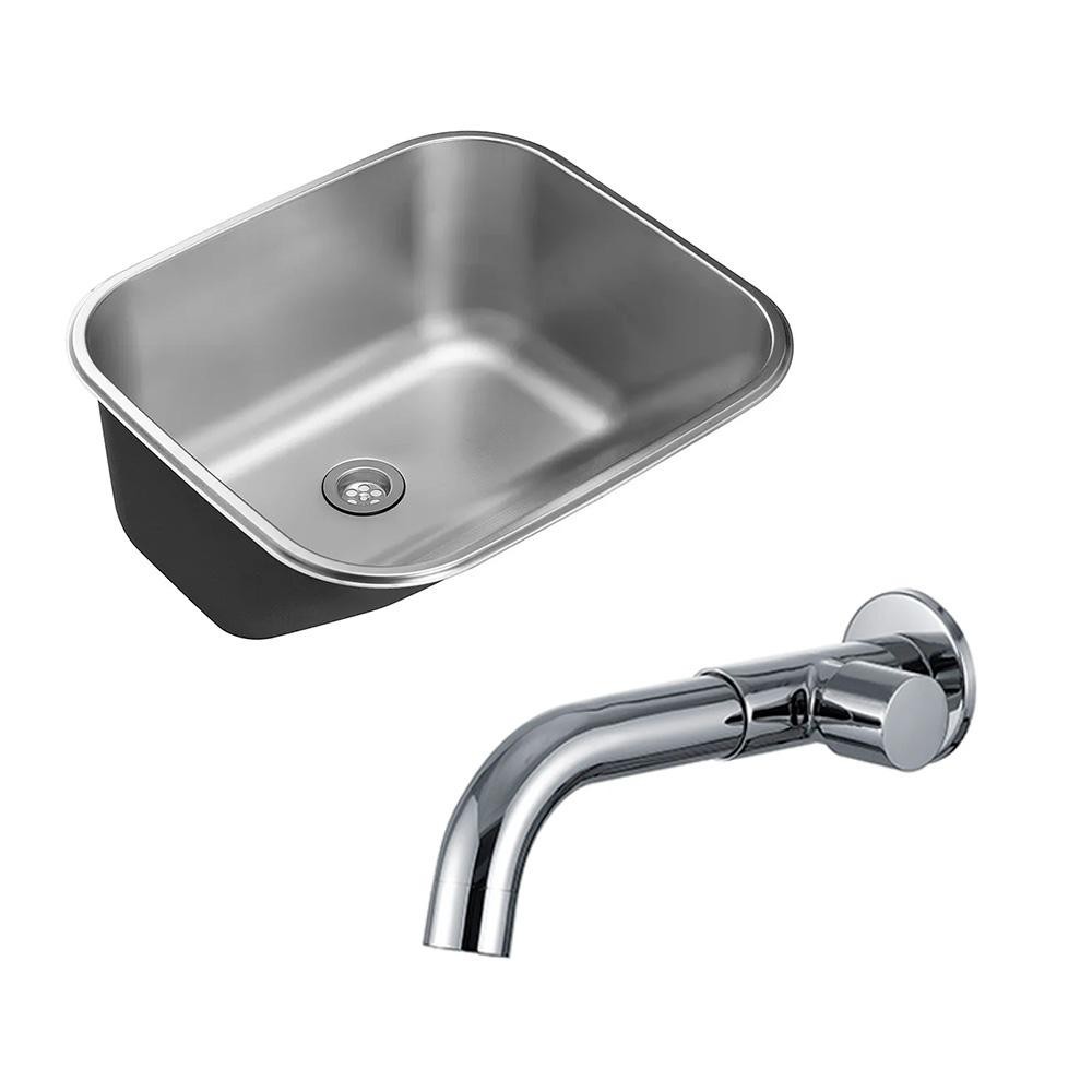 Tanque Aço Inox Atikum e Torneira Capivari Pingoo
