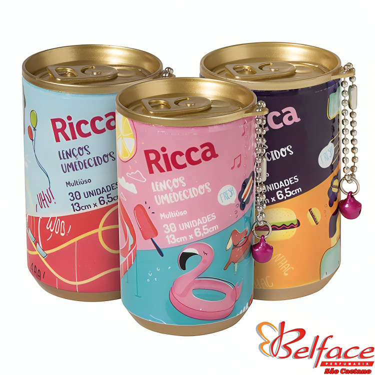 Kit 2 Lenços na Lata Umedecidos Multiuso e Antissépticos Ricca