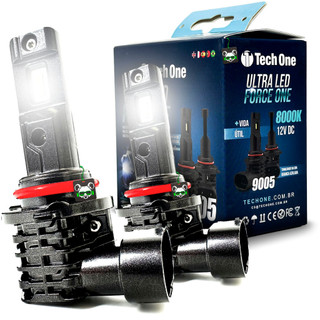 Kit Par Lâmpada Ultra Led Force One 8000K 4100 Lúmens Encaixe Modelo HB3 Tech One em Oferta na Shopee