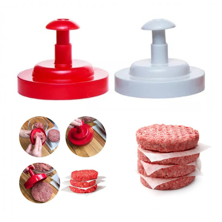 Forma Molde Modelador Plástico Branco Ou Vermelho Para Hambúrguer Artesanal Caseiro Gourmet em Oferta na Shopee
