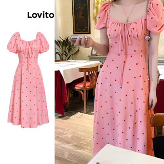 Lovito Vestido casual floral com renda para mulheres L80ED065