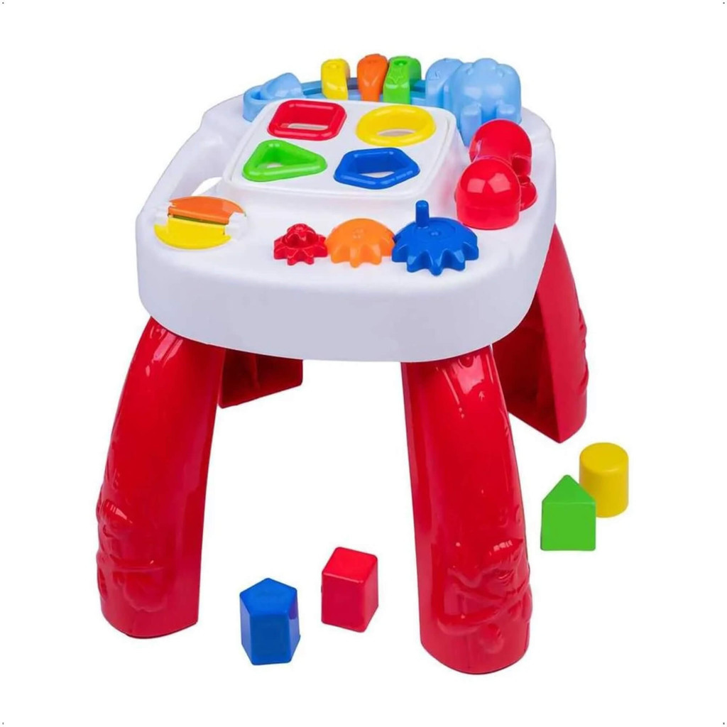 Brinquedo Mesinha Didática Infantil 21cm de Altura com Blocos Interativos Cotiplas - 2390 em Oferta na Shopee