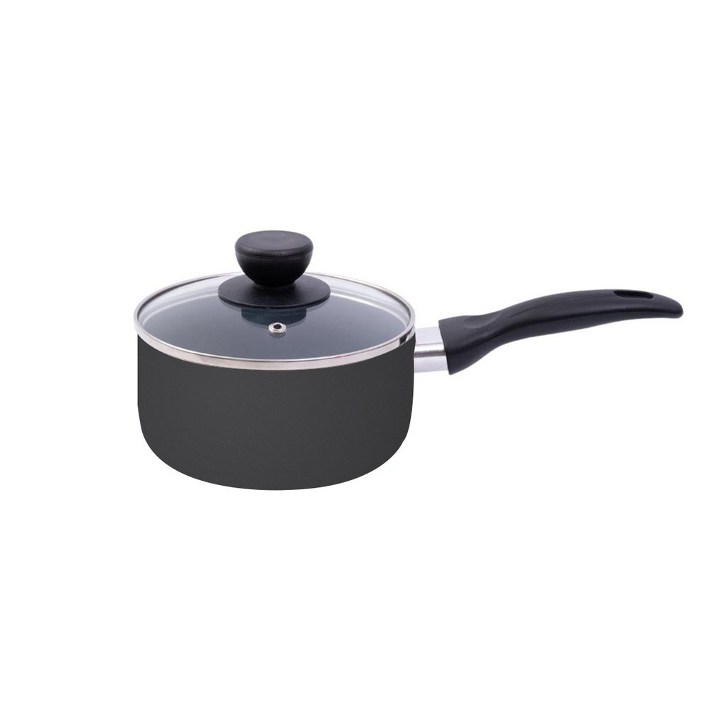 panela antiaderente de cerâmica e alumínio com tampa de vidro 16cm - oikos em Oferta na Shopee