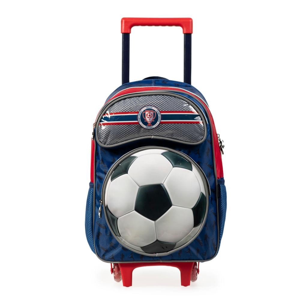 Mochila de Rodinha Infantil Masculina Futebol Azul em Oferta na Shopee