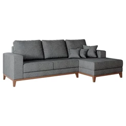 Sofá 4 Lugares Belgrado com Chaise Direito Linho Cinza 250 cm