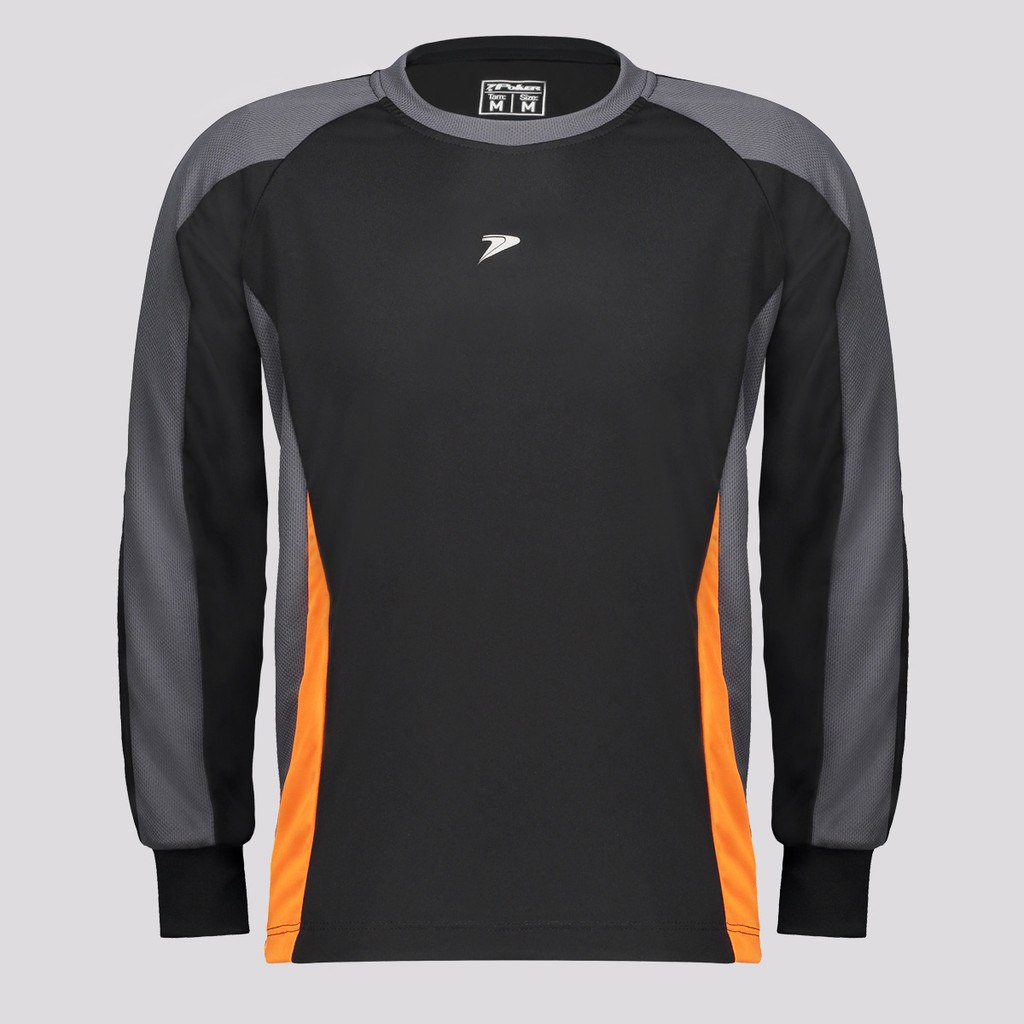 Camisa Manga Longa Poker Goleiro Invicto Juvenil Preta e Laranja em Oferta na Shopee