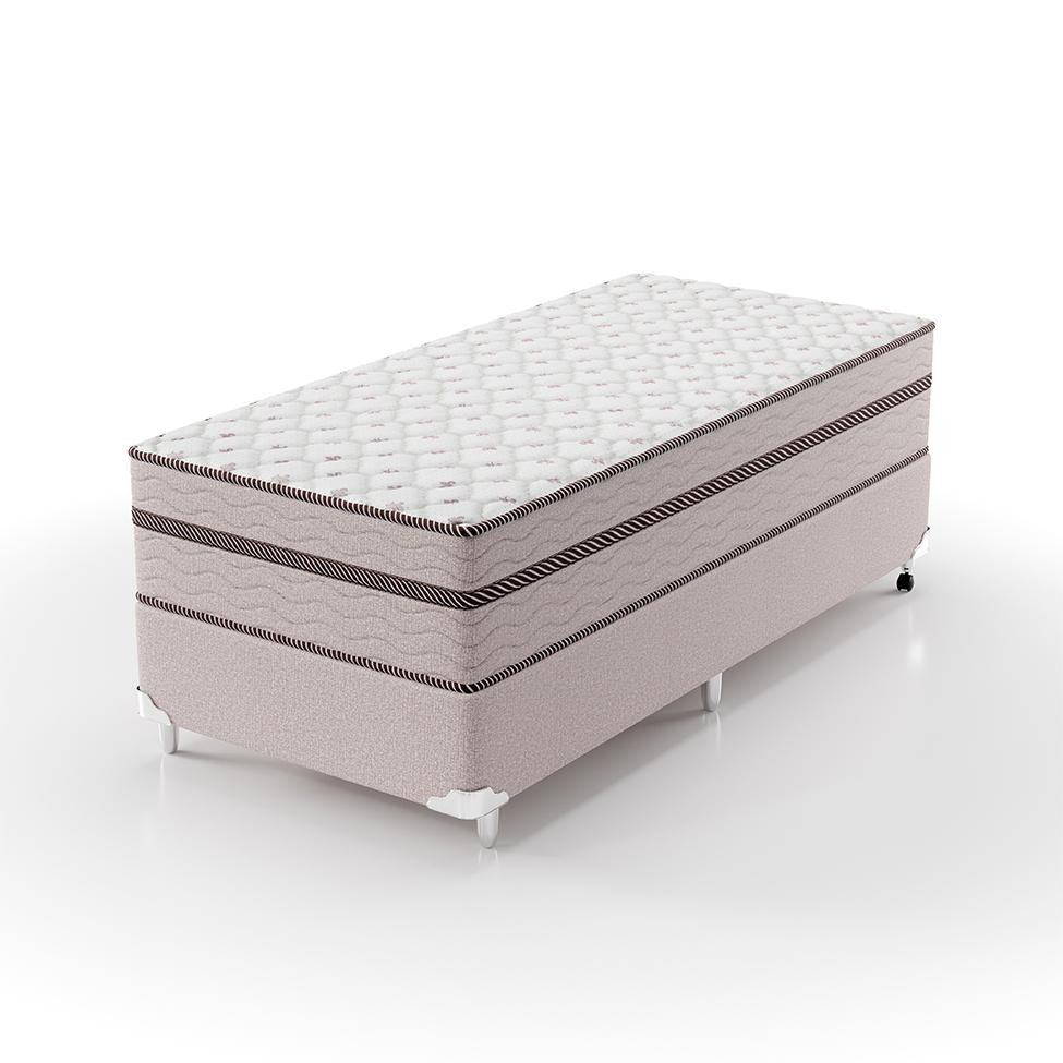 Cama Box Solteiro com Colchão Sonhare Mola Ensacada Bege - Home & Living