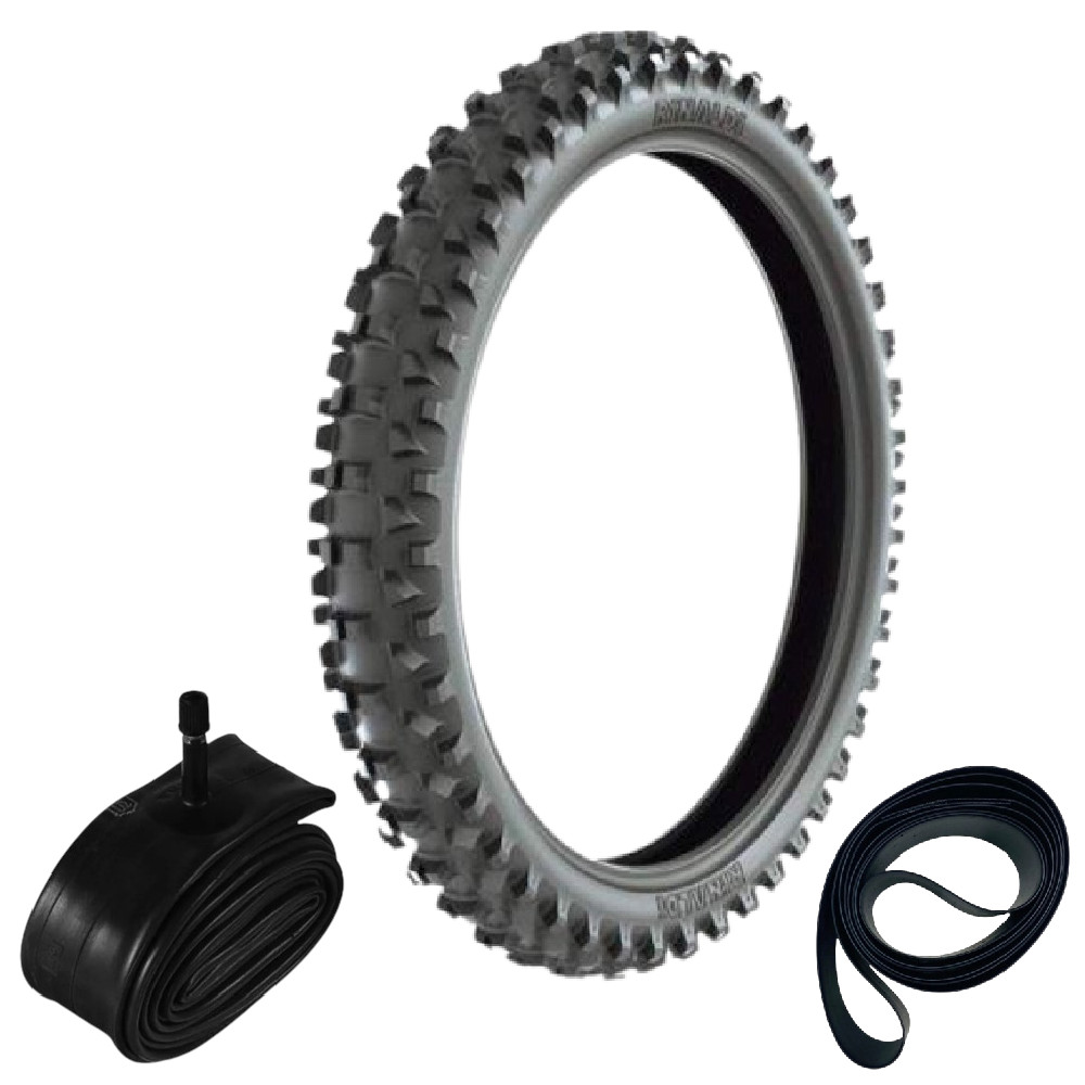 Kit Pneu Dt 180 Ktm Klx Trilha Cross 80/100-21 51m Rs47 Rinaldi + Camara + Cinta