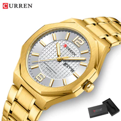 CURREN Relógio Masculino Top Marca Original Genuíno Nova Moda Negócios Calendário Luminoso De Aço Inoxidável Analógico Q