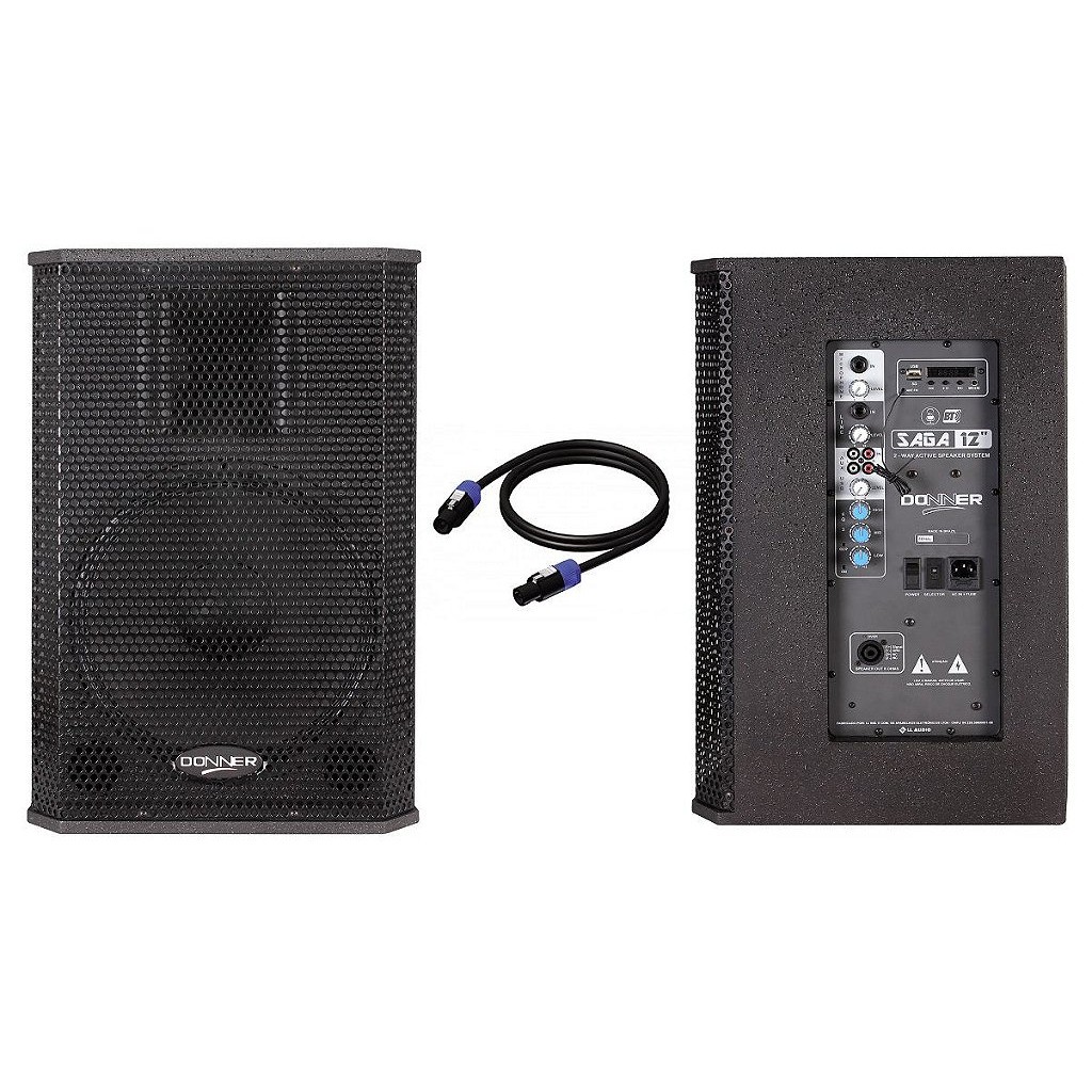Kit Caixa Ativa + Passiva 12" 250W SAGA USB BT CABO