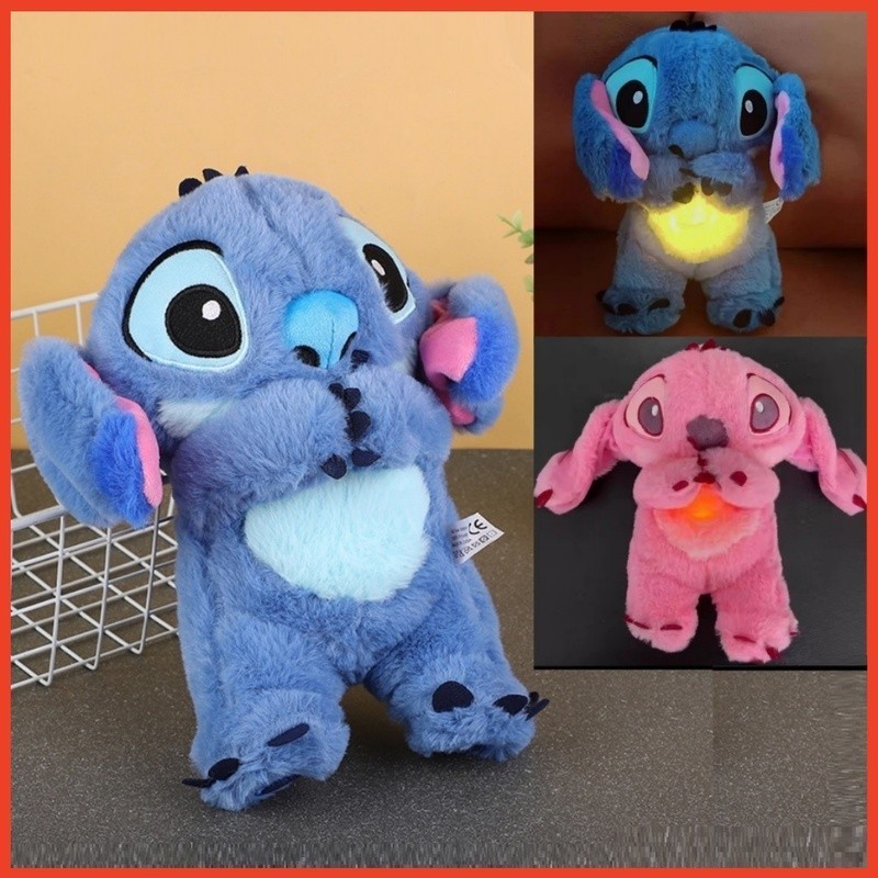 Kawaii Ponto Boneca De Pelúcia Bebê Sl eeping Companheiro Som Calmante Musical Com Airbag E Luz Respiração Presente Brin