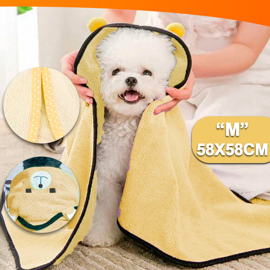 Toalha Para Banho Pet Cães Gatos Em Poliéster Tamanho M 58x58CM