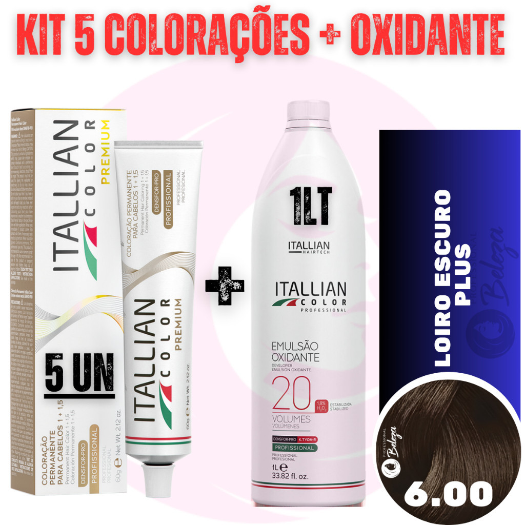 Kit 5 Tinta + Ox 20v Louro Escuro Plus 6.00 Coloração