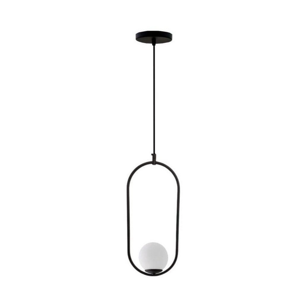 Pendente Lira Boll Oval Preto Fosco 18,5cm 1X G9 Bivolt - Caisma - 7640PRF