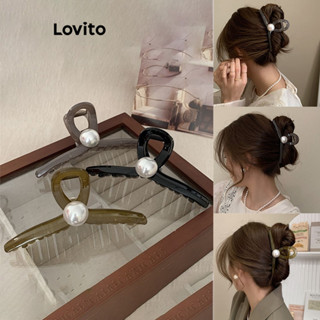Lovito Grampos De Cabelo Casuais Com Pérolas Lisas Para Mulheres LFA14414