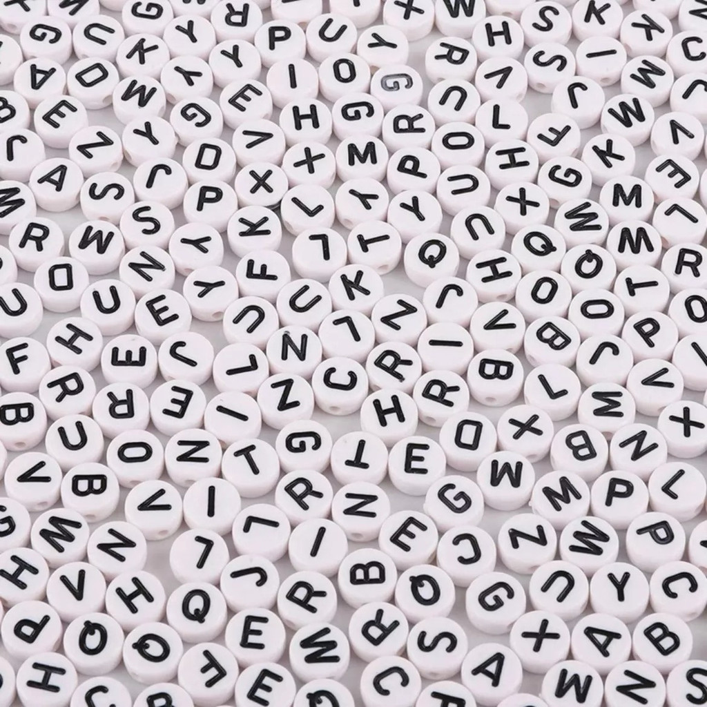400 Pçs Miçanga Infantil Letras Branco Alfabeto 50grama