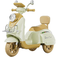 Moto Eletrica Shiny Toys Lambreta Sportive Scooter 6V Bege Retro