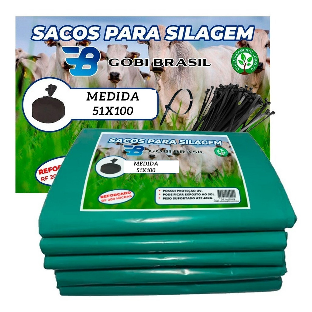 Saco de Silagem Gobi Brasil - Verde - 100 uni + 100 Abç em Oferta na Shopee
